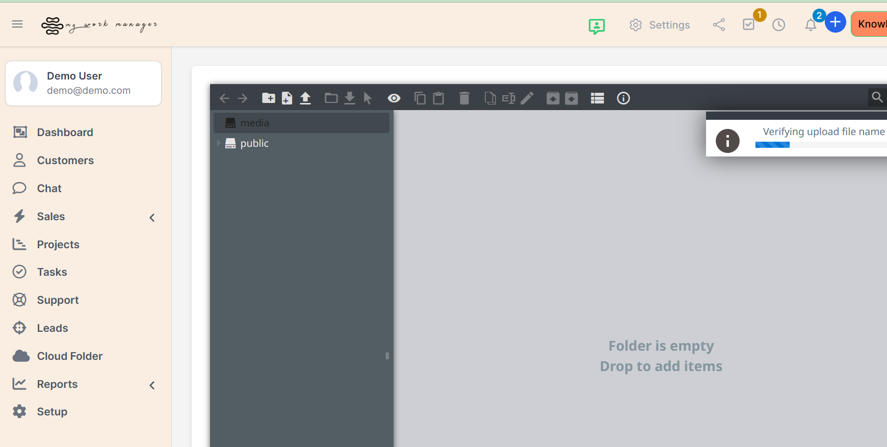 Customers Area Screenshot